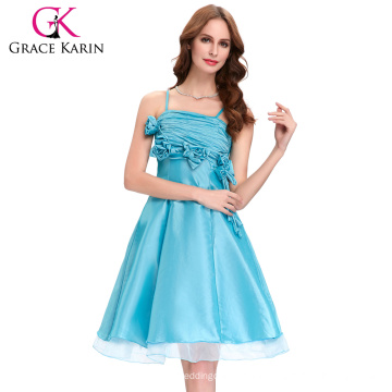 Grace Karin Taft Spaghetti Straps Himmel blau kurze Puffy Prom Dress Patterns CL6071